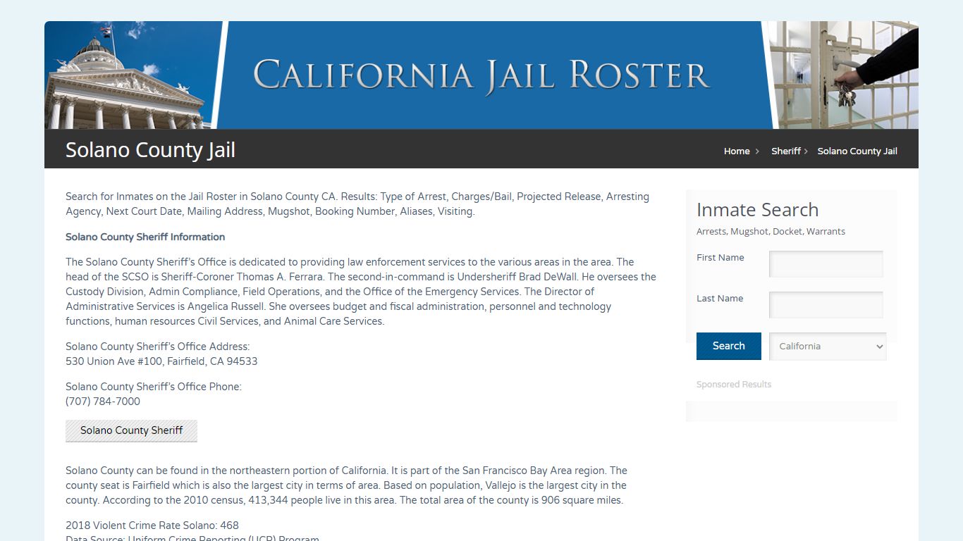 Solano County Jail | Jail Roster Search